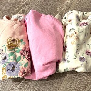 Bundle H&M floral pink long-sleeved 100% cotton sweatshirt top lot girls